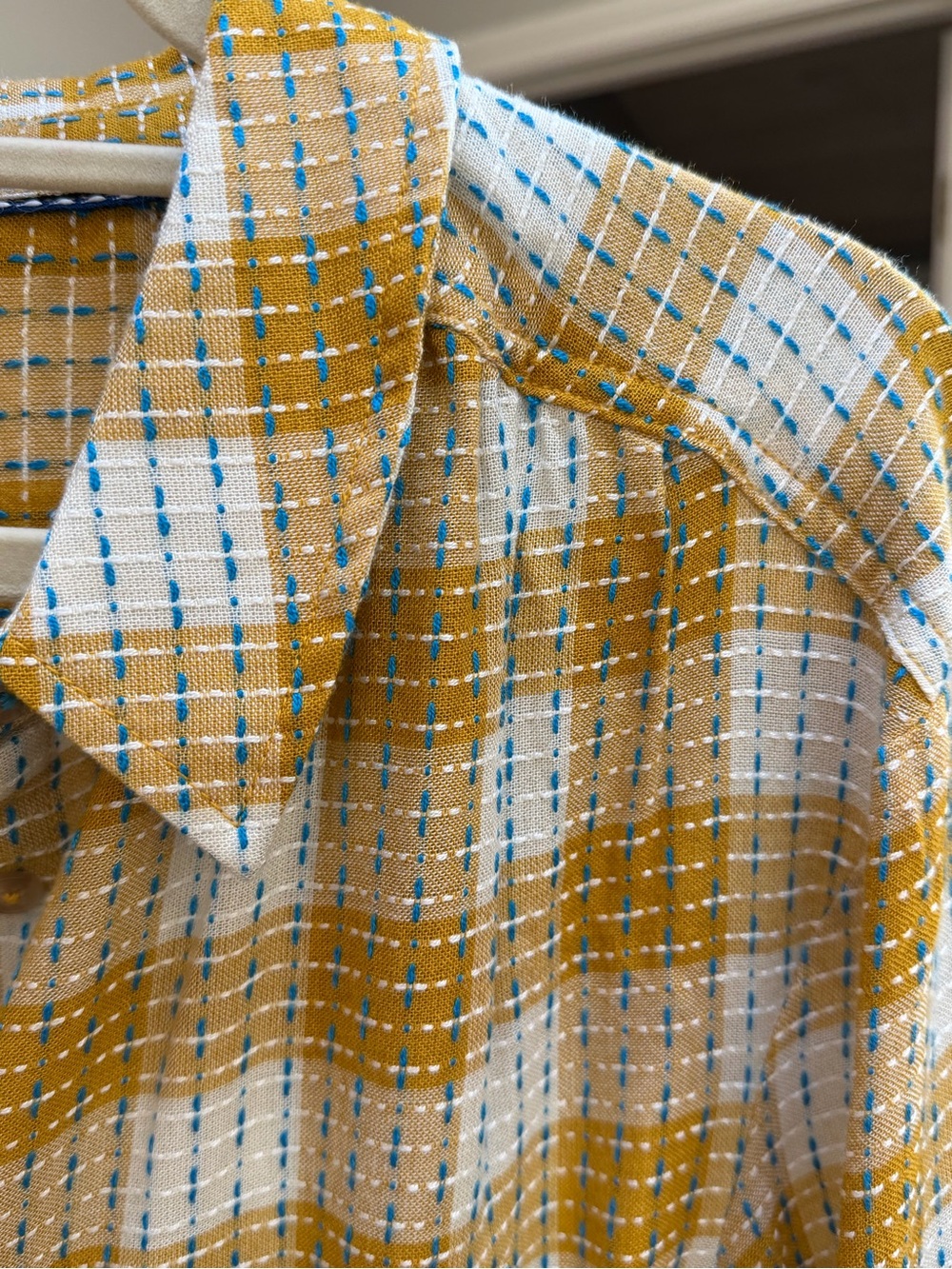 Pilcro Mustard Plaid Button-Up Shirt - Picture 10 of 11